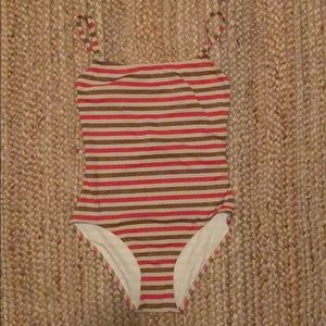 Brand new solid and striped one piece bathing suit